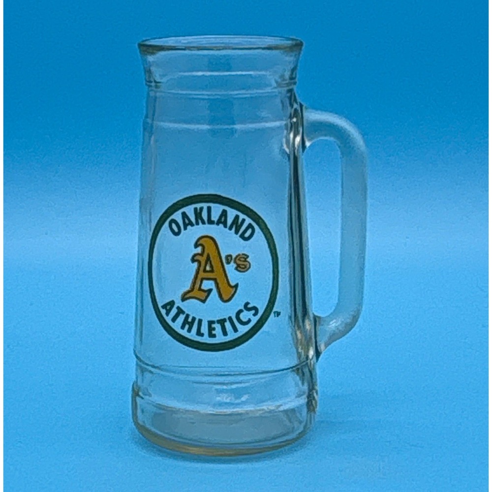 Vintage Oakland A's Athletics Glass Beer Mug Stein 6.5" Heavy Glass MLB Baseball